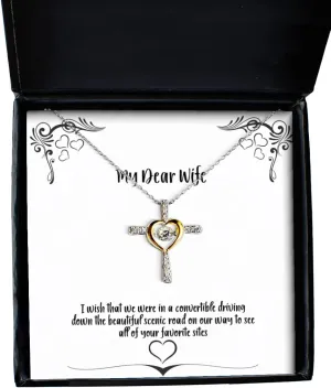 I Wish That we were in a Convertible Driving Down The Beautiful Scenic Road on Cross Dancing Necklace, Wife Jewelry, Sarcasm for Wife