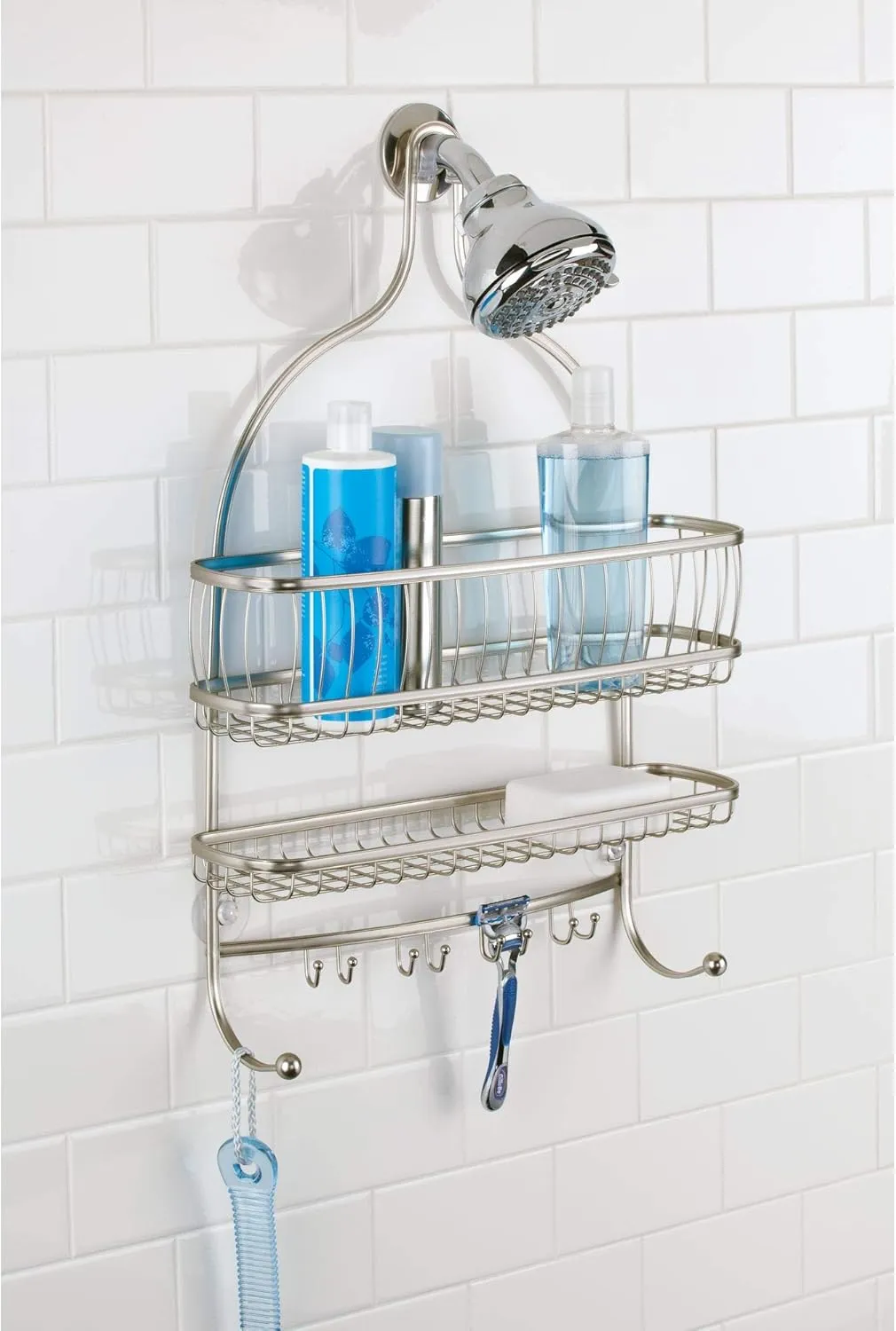 iDesign York Lyra Jumbo Hanging Shower Organizer - 16" x 4" x 22.5", Satin