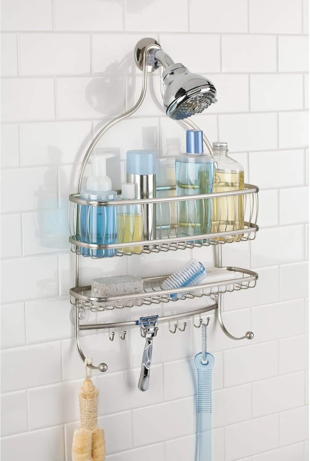 iDesign York Lyra Jumbo Hanging Shower Organizer - 16" x 4" x 22.5", Satin