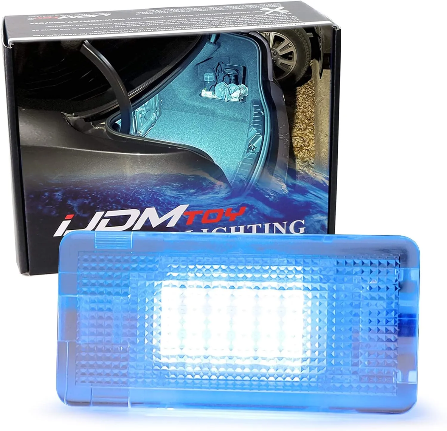 iJDMTOY Super Bright 2W High Power Aqua Ice Blue Full LED Trunk Cargo Area Light Assembly Compatible With BMW 3 5 6 7 Series X1 X5 MINI, Powered by 24-SMD LED Diodes & CAN-bus Error Free