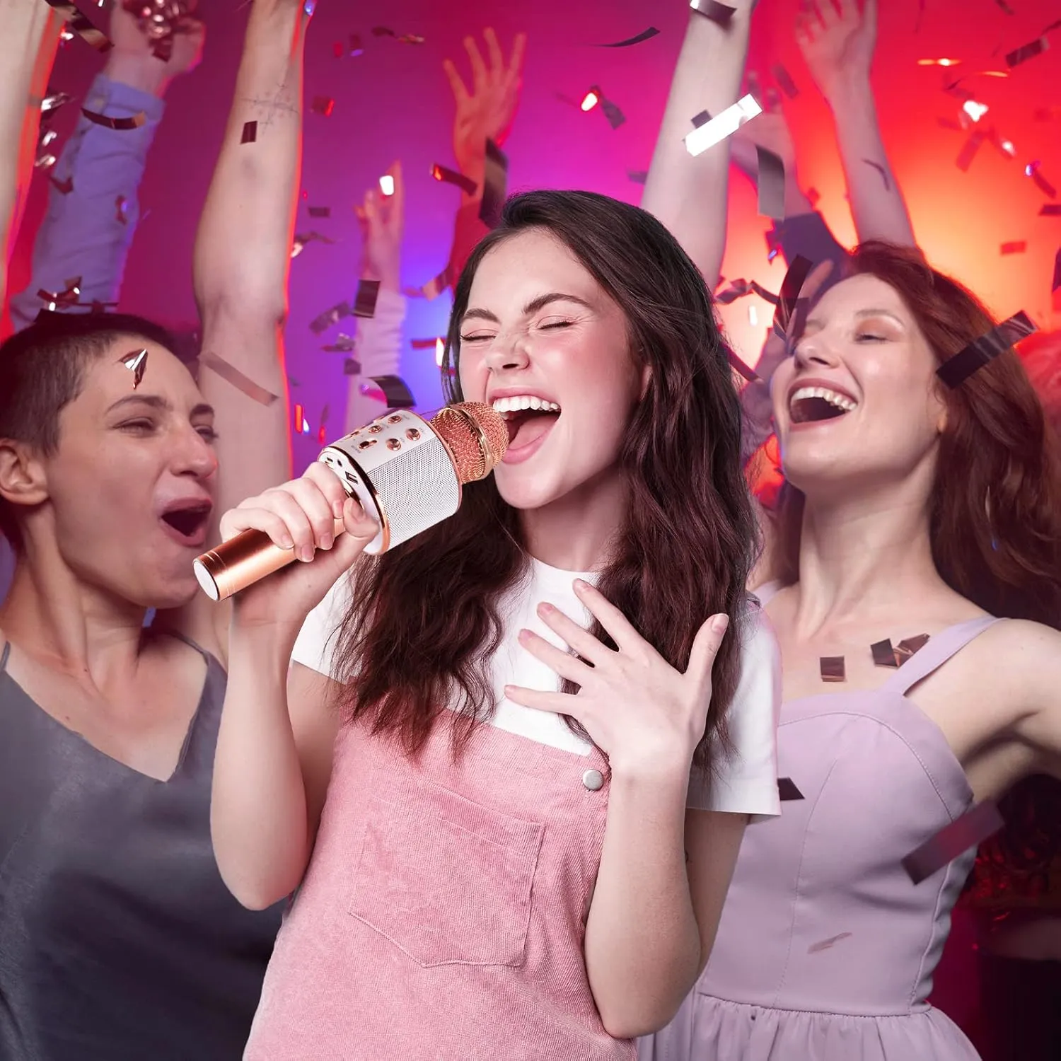 iJoy Wireless Karaoke Microphone - Bluetooth Karaoke Speaker with Voice Changer - Portable Singalong Microphone for Adults and Kids