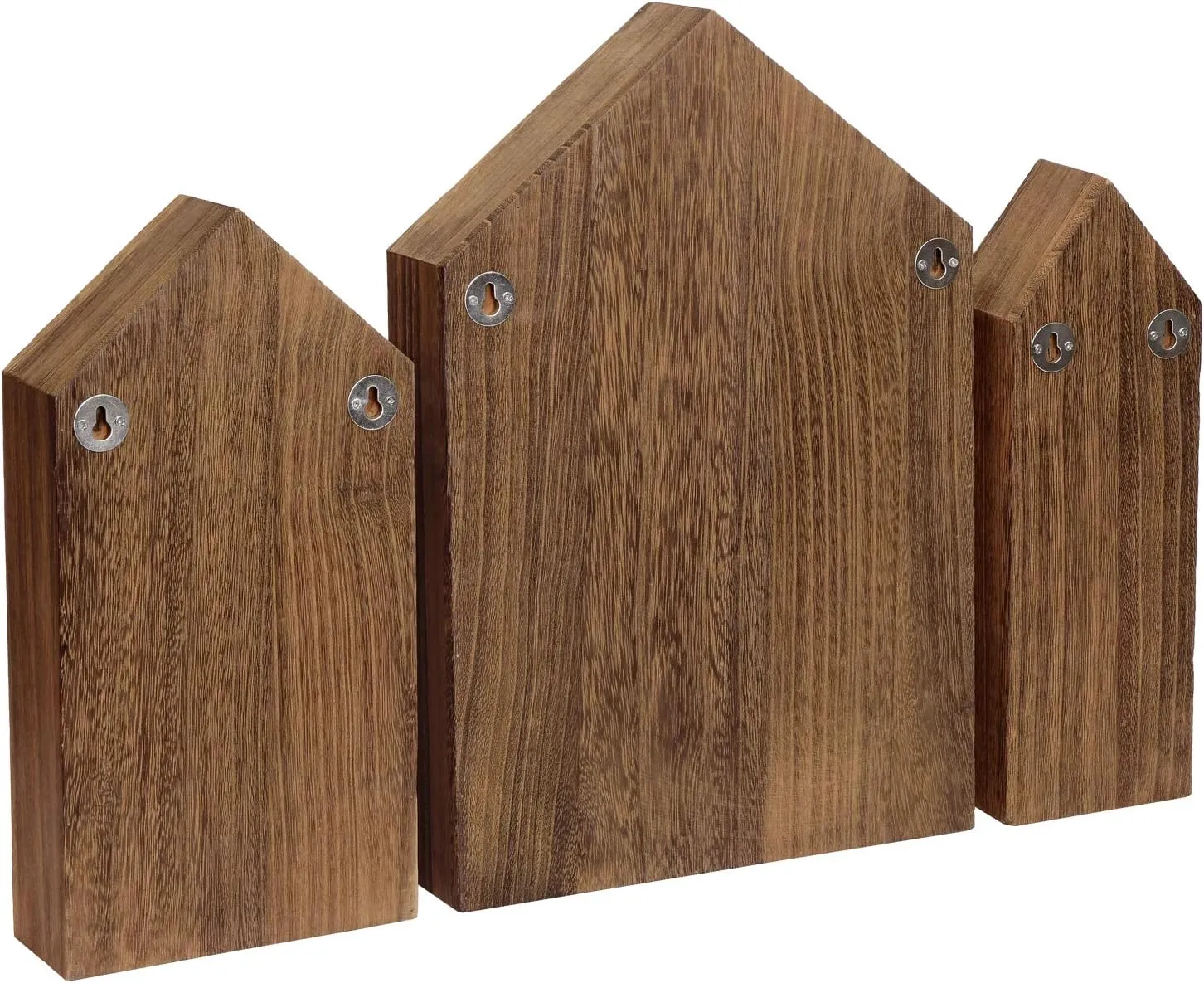 Ikee Design House-Shaped Wooden Shadow Cubby Box Display Shelf Organizer Storage Shadow Box for Mini Figures, Set of 3, Brown Color, 10 W x 2 1/4 D x 15 H in