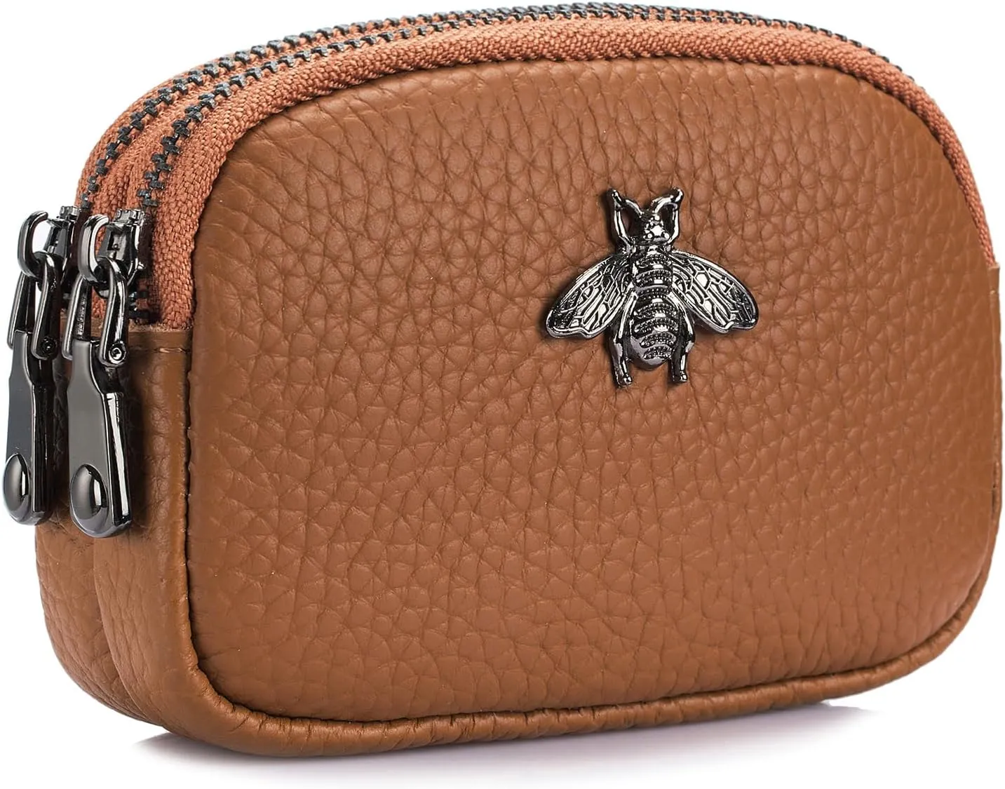 imeetu Women Leather Coin Purse, Small 2 Zippered Change Pouch Wallet