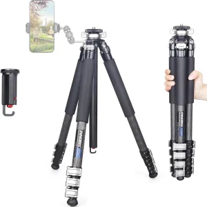 INNOREL Carbon Fiber Tripod GT254CF Professional Compact Portable Tripod for Digital DSLR Camera Travel Camera Stand Support with Special-Shaped Center Column 1.01in/25.6mm Tube Max Load 33.1lbs/15kg