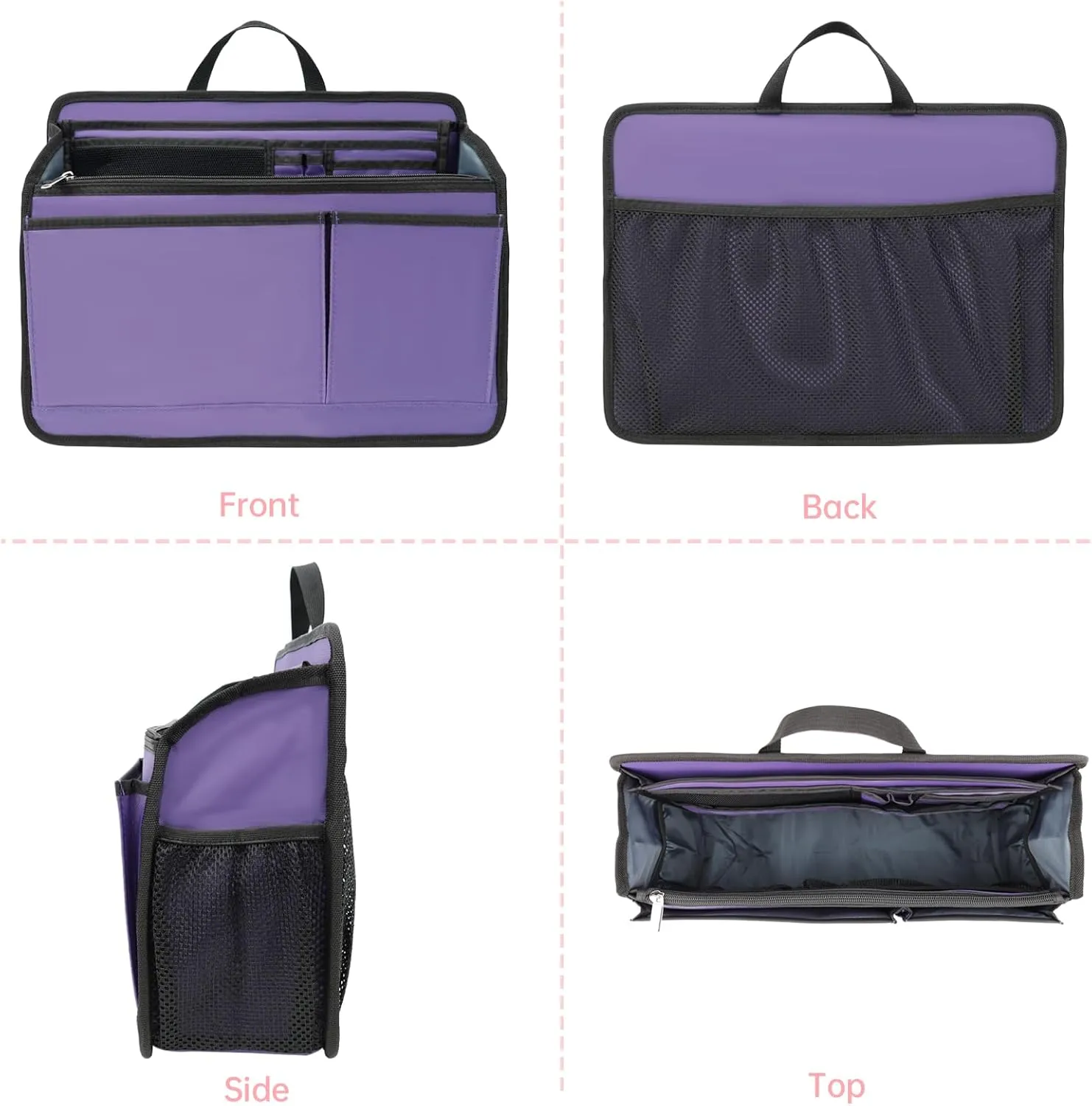 Insert Organizer for Casual Briefcase, Shoulder Bag and Tote Bag (L) (Purple)