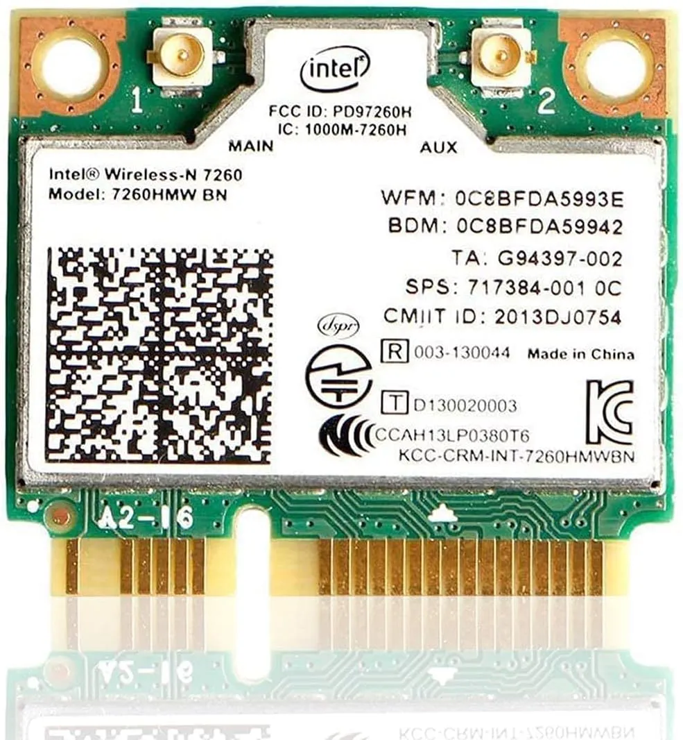 Intel Dual Band Wirless- MQUPIN Intel 7260.HMW Dual Band Wireless Card-AC 7260 Network Adapter Bluetooth 4.0 USE for Intel AC Half Mini Pcie Card 802.11 b/a/g/n/ac(1 Pack)