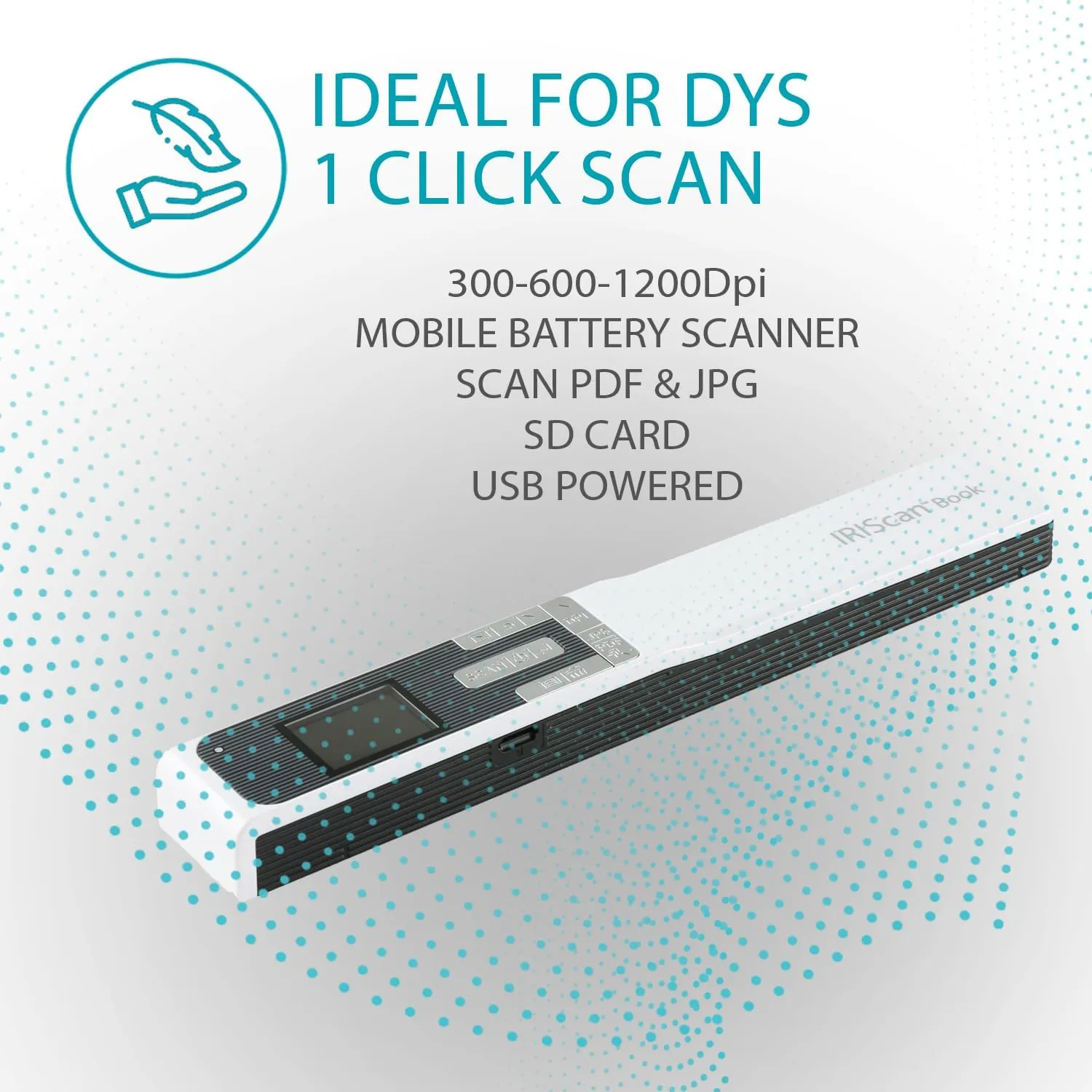 IRIScan Book Portable Scanner Wireless Battery - v5 : 12PPM 1200dpi Hand Scanner, PDF Editor, scan to Word, PDF, XLS, SD Card, Document Scanner, SD, scan Thru USB, Win Mac