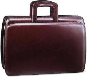 Jack Georges Elements Double Gusset Top Zip Leather Briefcase 4202 - Burgundy