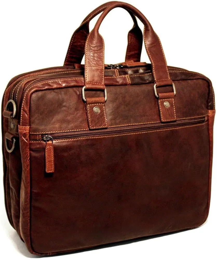 Jack Georges Men's Voyager Large Travel Briefcase in Buffalo Leather #7328