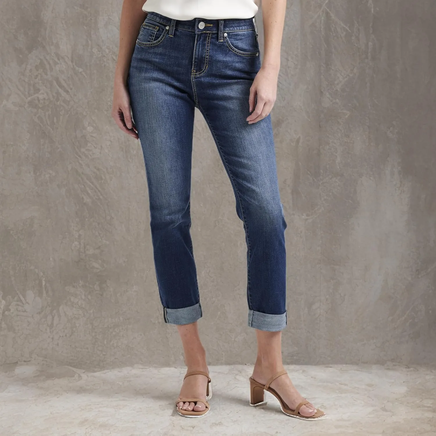 JAG Women's Carter Mid Rise Girlfriend Jeans, Mid Vintage