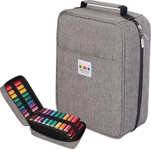 JAKAGO 274 Slots Colored Pencil Case Large Capacity Pen Holder for Artist Painter Zipper Organizer Bag for Marker Highlighter Storage Case for Office Sketch Travel Supplies(Gray)