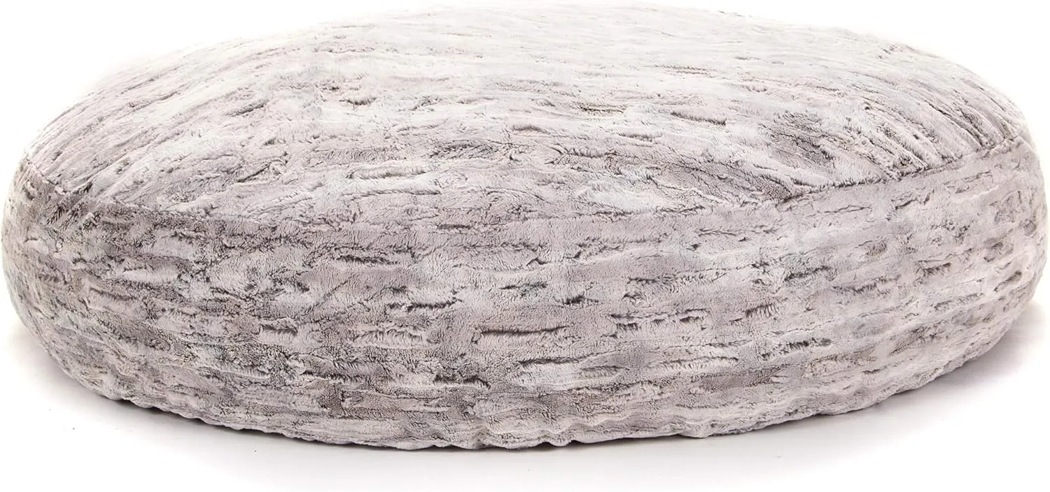 Jaxx 6 Foot Cocoon - 2-in-1 Convertible Bean Bag Bed & Large Bean Bag Chair for Adults, Premium Luxe Faux Fur - Silver Fox