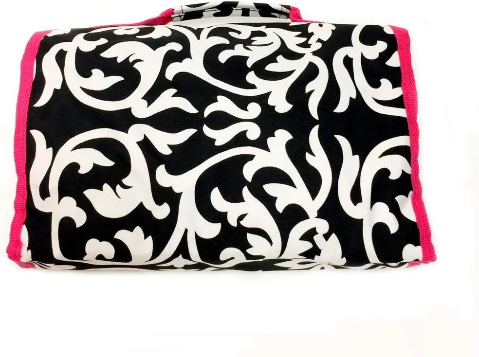 JChronicles Women's Large Hanging Toiletry Cosmetic Organizer Bag-Roll Up for Travel (Damask-PK)