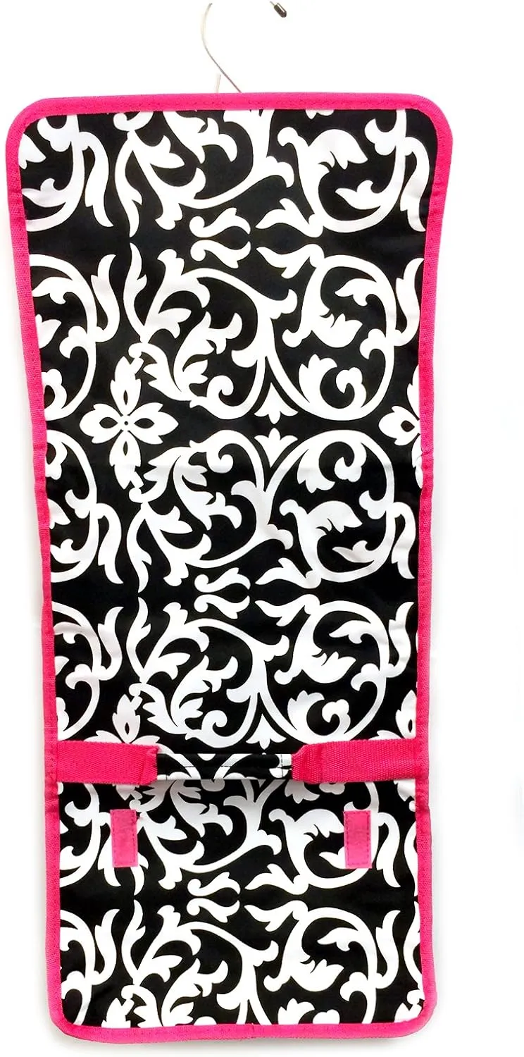 JChronicles Women's Large Hanging Toiletry Cosmetic Organizer Bag-Roll Up for Travel (Damask-PK)