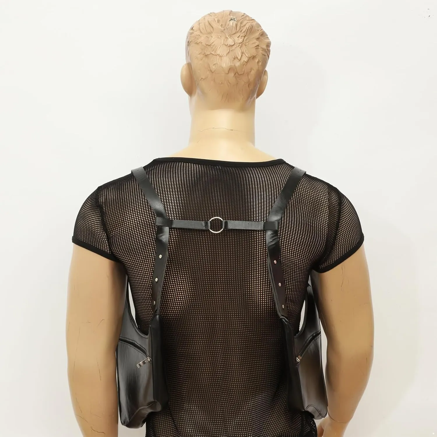 JEATHA Mens PU Leather Underarm Shoulder Bag Double Shoulder Armpit Bag Safety Bag for Travel Outdoors