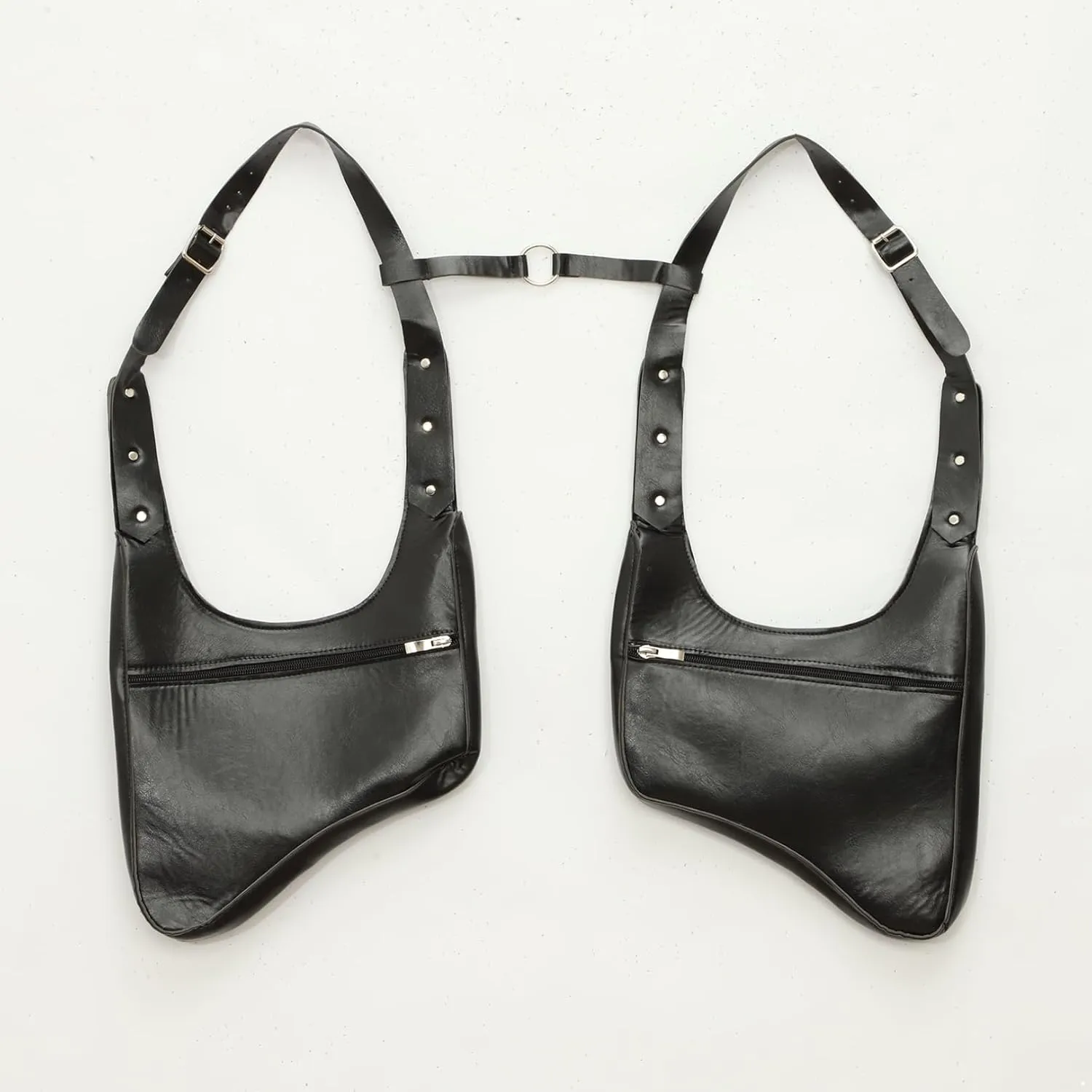 JEATHA Mens PU Leather Underarm Shoulder Bag Double Shoulder Armpit Bag Safety Bag for Travel Outdoors