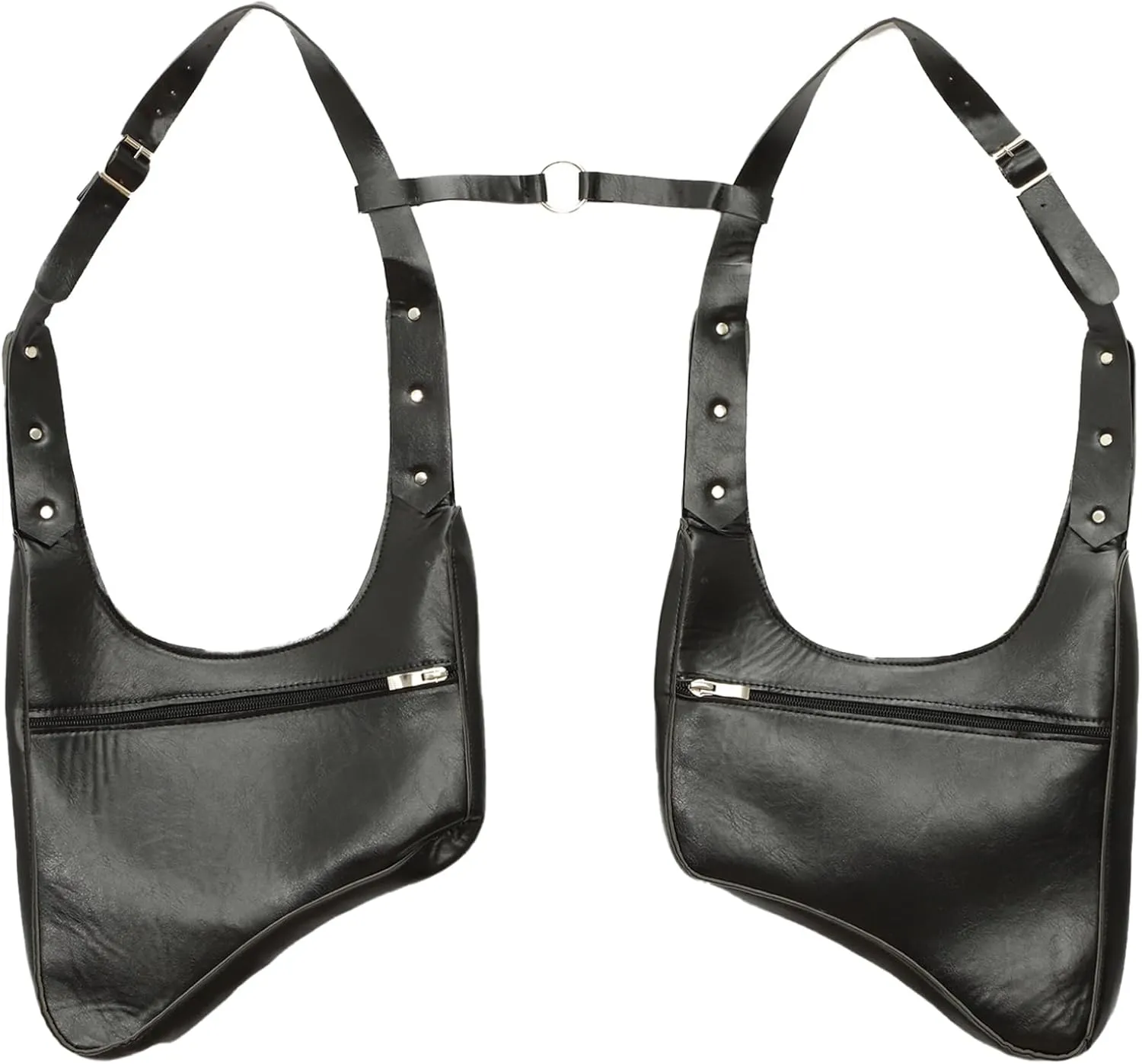 JEATHA Mens PU Leather Underarm Shoulder Bag Double Shoulder Armpit Bag Safety Bag for Travel Outdoors