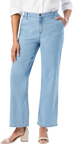 Jessica London Women's Plus Size True Fit Stretch Denim Wide Leg Jean