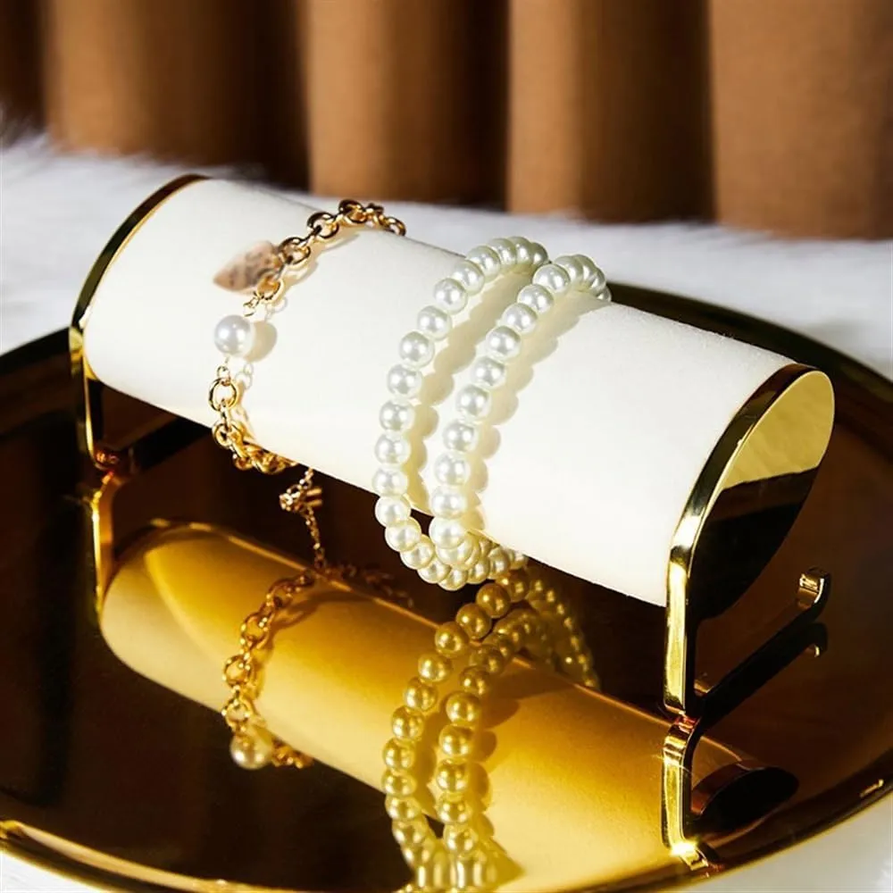 Jewelry Display Stand High-grade Counter Velvet Window with Jewelry Display Props Watch Bracelet Bracelet Jewelry Storage Racks Jewelry display props(White)
