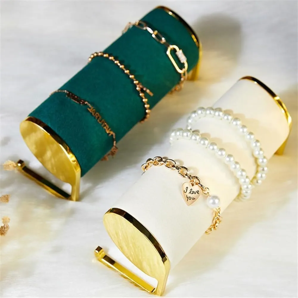 Jewelry Organizer Stand High-grade Counter Velvet Window with Jewelry Display Props Watch Bracelet Bracelet Jewelry Storage Racks Necklace Display Stand(White)