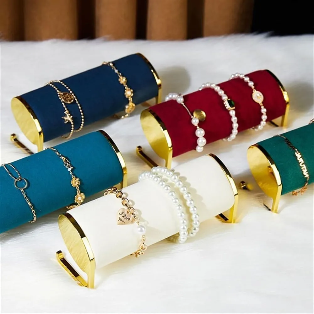 Jewelry Organizer Stand High-grade Counter Velvet Window with Jewelry Display Props Watch Bracelet Bracelet Jewelry Storage Racks Necklace Display Stand(White)