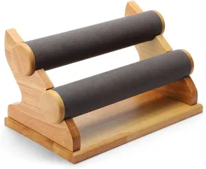 Jewelry Rack Bracelet Holder with 2 Tier Racks, Velvet Jewelry Display Stands, Wooden Watch Bangle T-Bar Jewelry Organizer for Wrist Watch, Bangles and Bracelets Jewelry Display Rack, One Size, agate