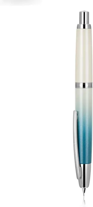 JH10 Press Fountain Pen Fine Nib with Velvet bag, Retractable Blue Metal Ink Pen with Converter Writing (Gradient Blue-F nib)