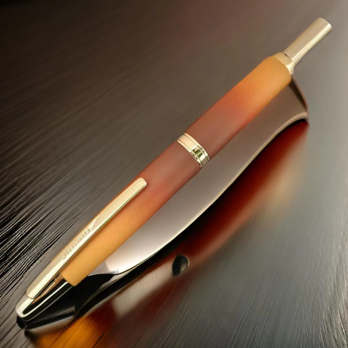 JH10 Press Fountain Pen Fine Nib with Velvet bag, Retractable Nib Calligraphy Ink Pen with Converter Writing (Gradient Coffee)