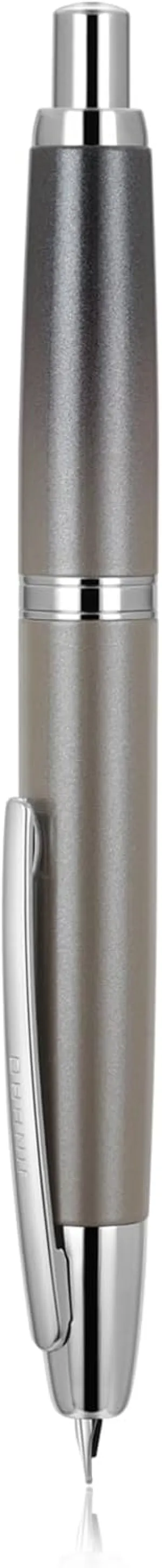 JH10 Press Fountain Pen Fine Nib with Velvet bag, Retractable Nib Calligraphy Ink Pen with Converter Writing (Gradient Gray)