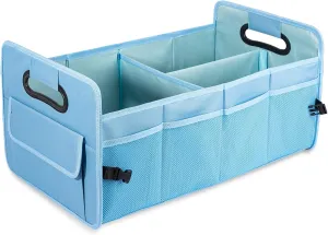 JiatuA Car Trunk Organizer, Car Organizers and Storage Collapsible Multi Compartment Container Box, Adjustable Car Accessories for SUV Sedan Truck, Standard Size, Light Blue