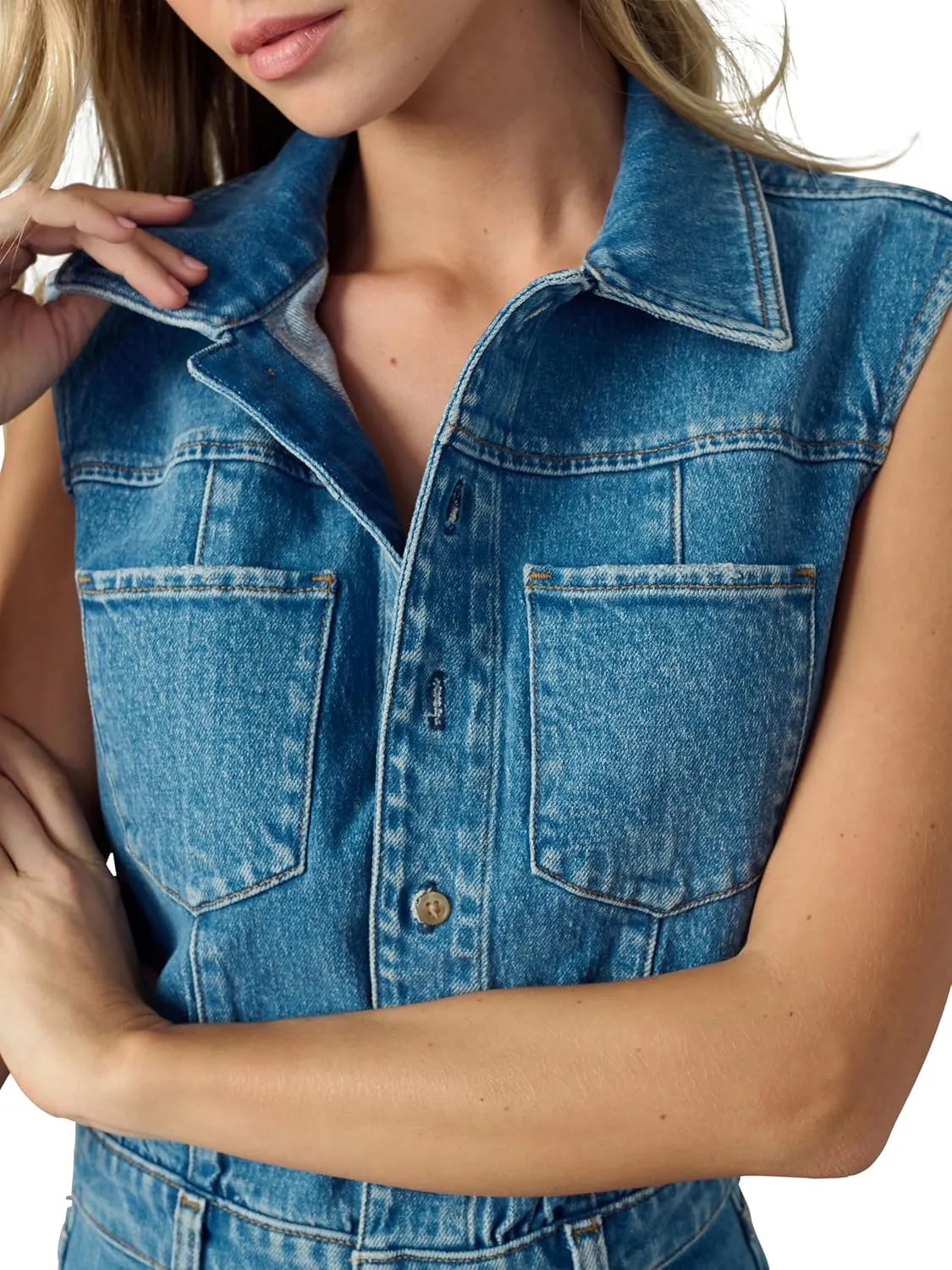 Joe's Womens The Pasha Sleeveless Denim Jumpsuit