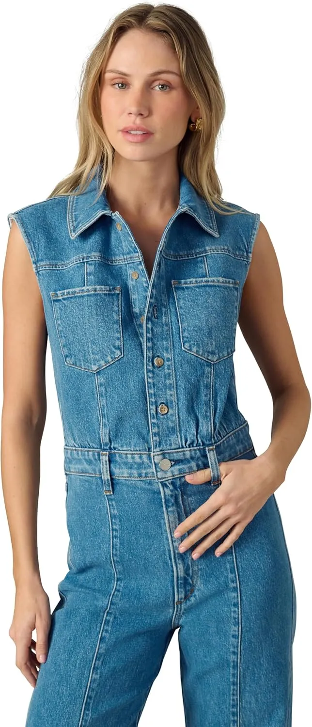 Joe's Womens The Pasha Sleeveless Denim Jumpsuit