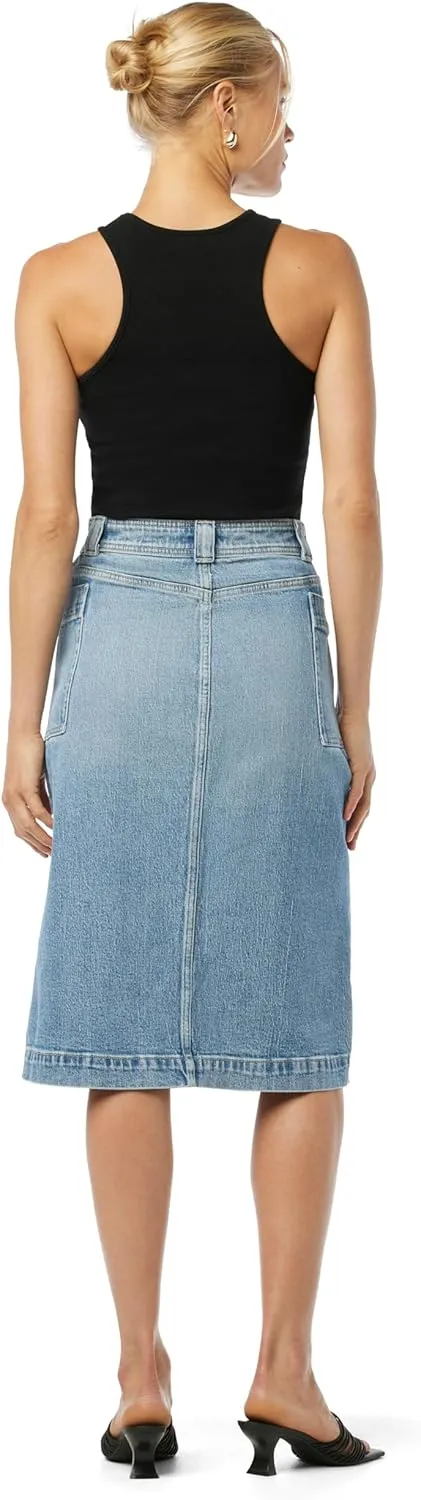 Joe's Women's The Pheobe High Rise Patch Pocket Midi Denim Skirt