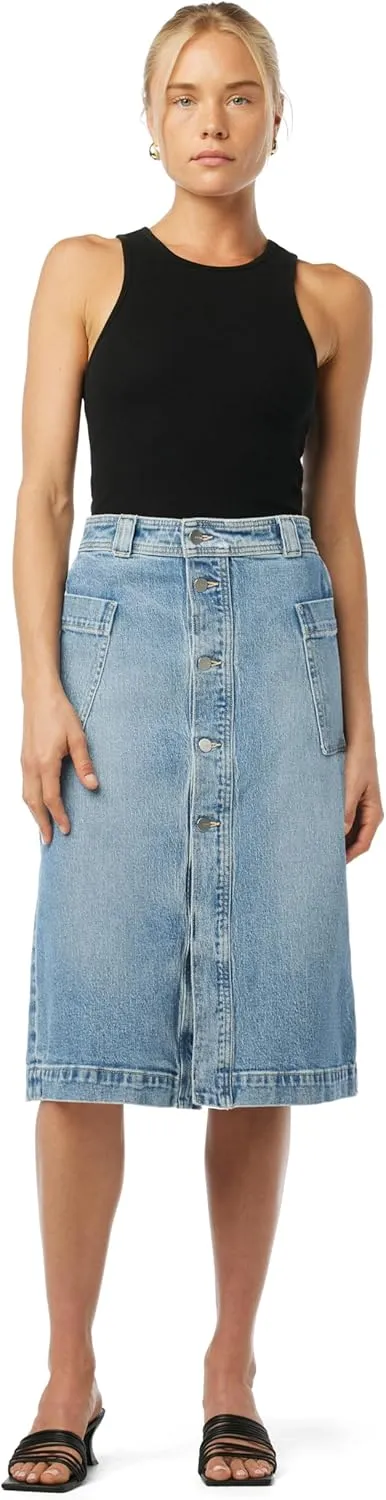 Joe's Women's The Pheobe High Rise Patch Pocket Midi Denim Skirt