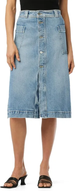 Joe's Women's The Pheobe High Rise Patch Pocket Midi Denim Skirt