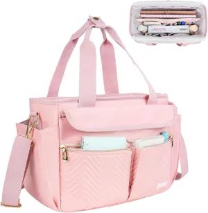 Journaling Supplies Carrying Case,Travel Planner Organizer,Journal Bag for Notebook,Planner,Pens and Journaling Accessories Kit,Pink