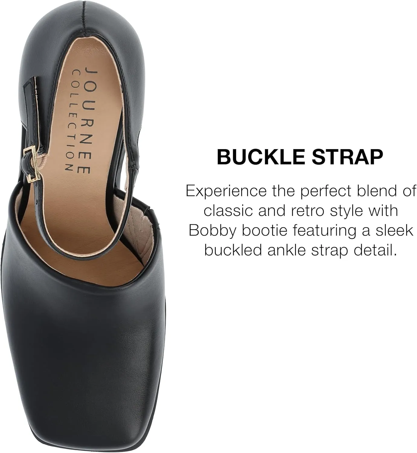 Journee Collection Womens Bobby Adjustable Faux Leather Block Heels
