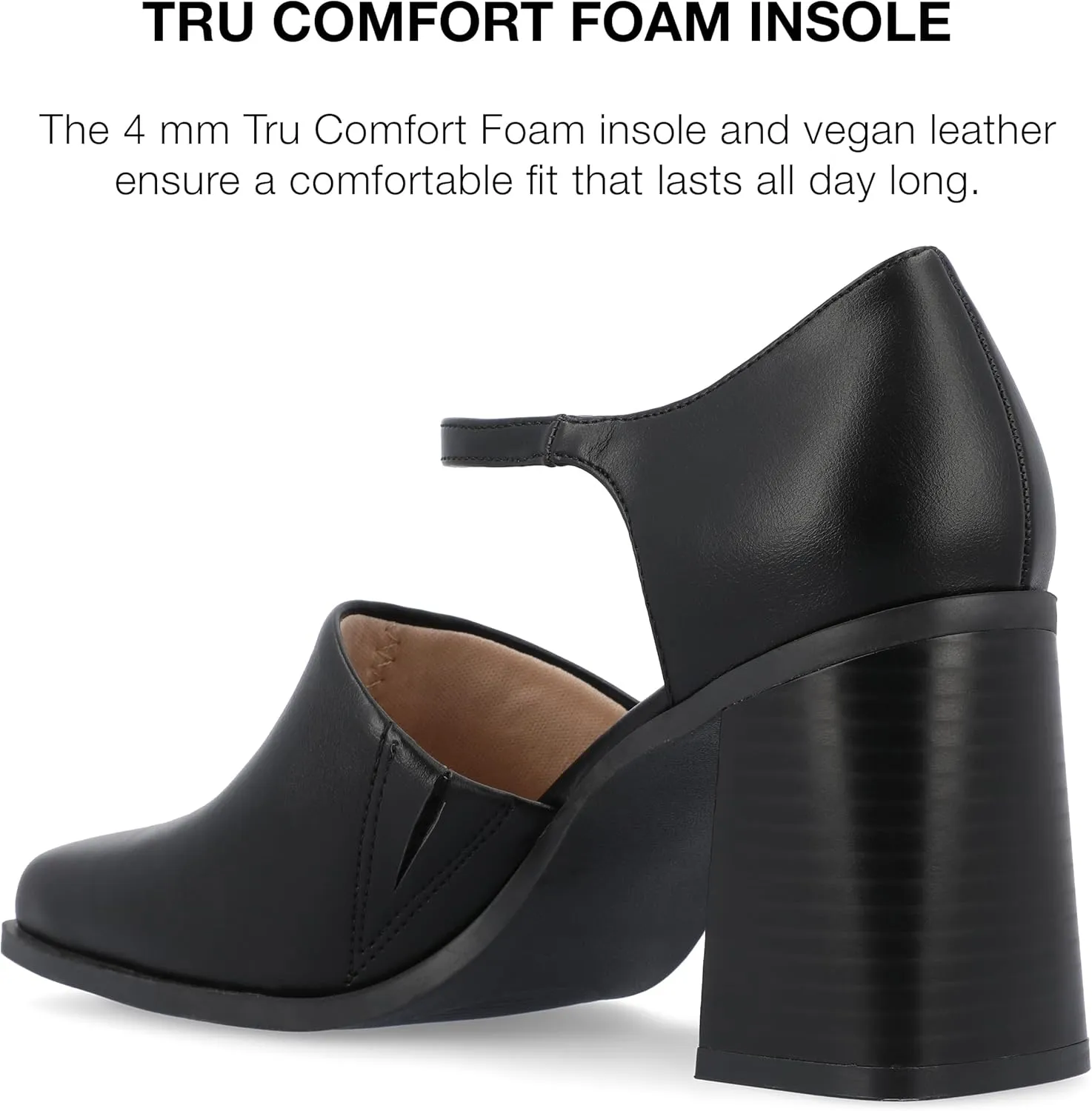 Journee Collection Womens Bobby Adjustable Faux Leather Block Heels
