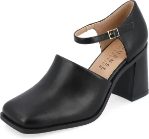 Journee Collection Womens Bobby Adjustable Faux Leather Block Heels