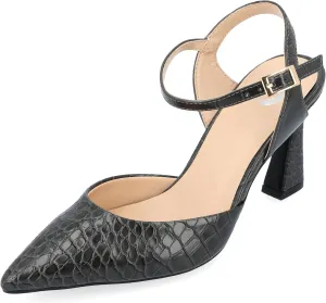 Journee Collection Womens Nixey Faux Leather Ankle Strap Pumps