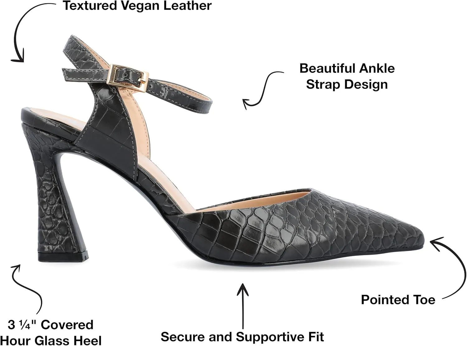 Journee Collection Womens Nixey Faux Leather Ankle Strap Pumps