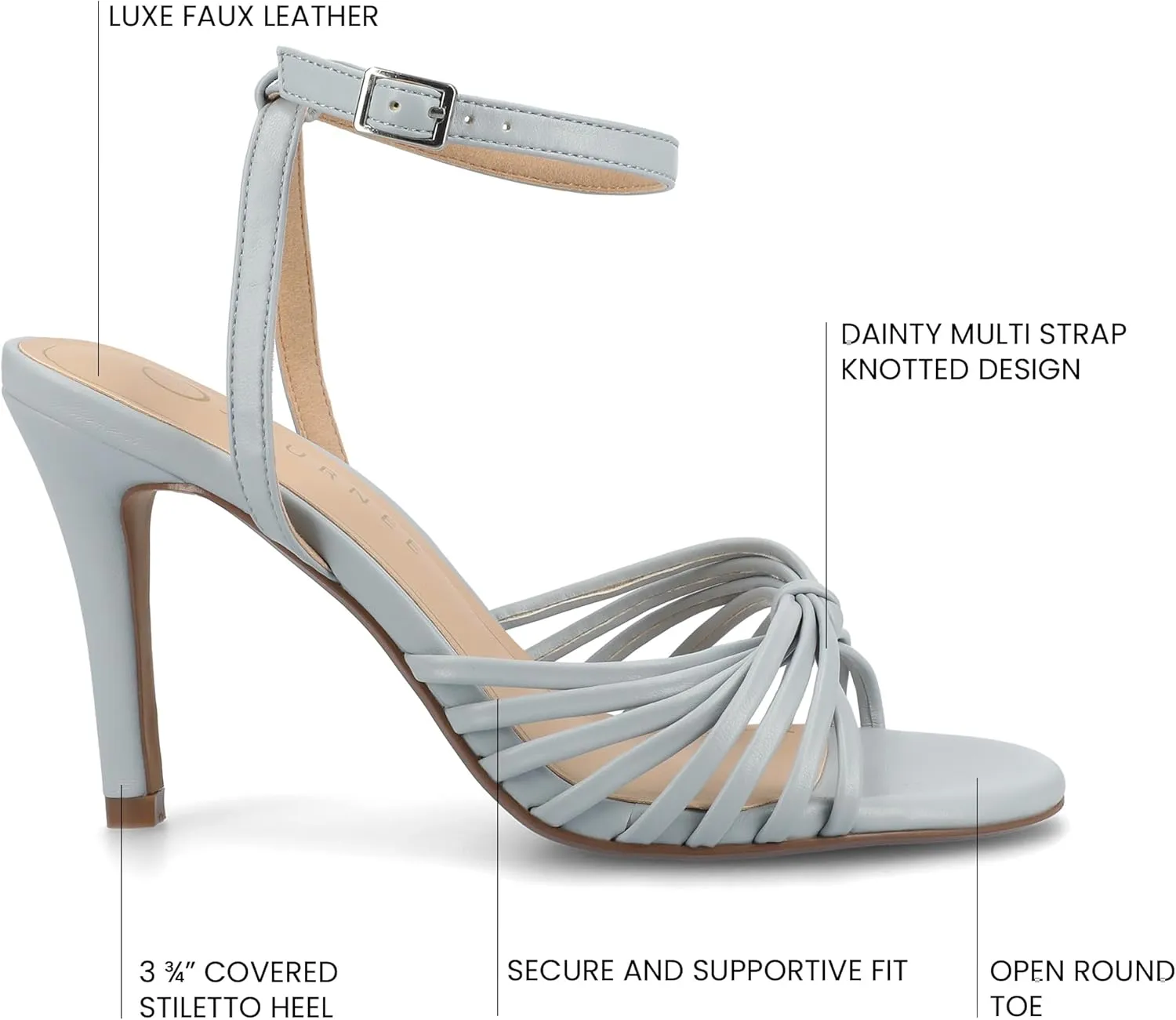 Journee Womens Vanita Multi Strap Stiletto Open Toe Dress Sandals