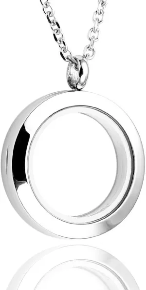 Jovivi 25mm/30mm Living Floating Memory Glass Locket Necklace - Stainless Steel Secure Buckle Closure