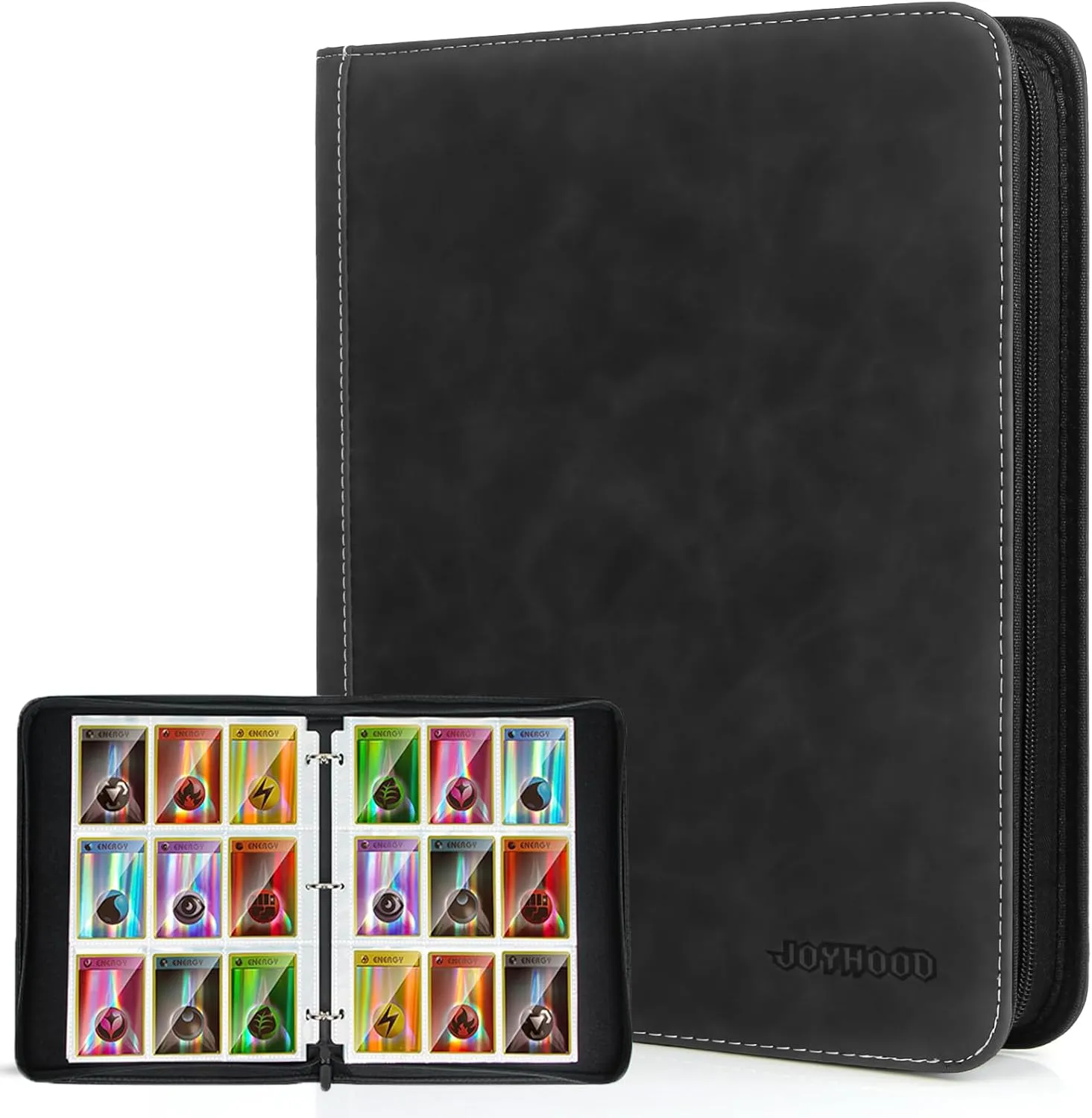 JoyHood Card Binder for Trading Card, Card Collection Binder with 9 Pocket - Hold Up to 900 Cards, Card Album Holder compatible with TCG/PM/MTG/OPCG/YGO Card (Black, 9 Pockets)