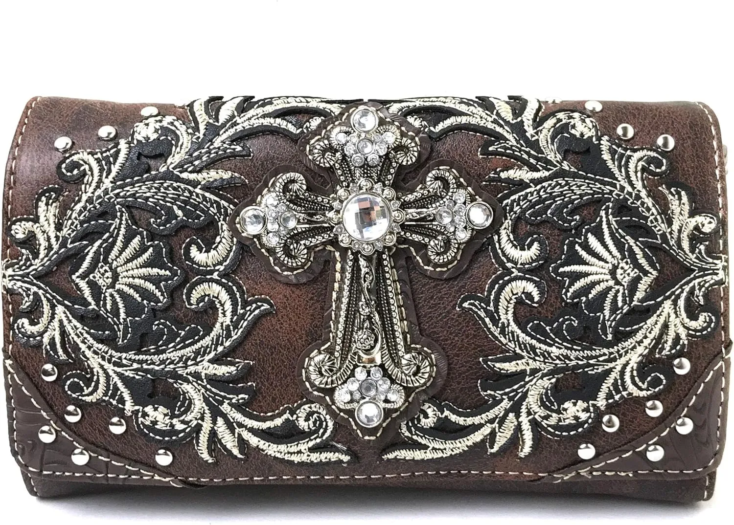 Justin West Concealed Carry Vineyard Western Embroidered Tooled Cross Handbag