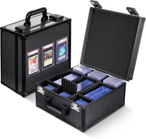 Kabinka Graded Card Storage Box with Display Window for PSA/CGC Holder, TSA Combination Lock Trading Card Case for Sports Cards, Storage Slab Case with 6 2 EVA Dividers for MTG/TCGs (Carbon Fibre)