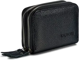 KALMORE Women's Leather RFID Secured Spacious Cute Zipper Card Wallet Small Purse