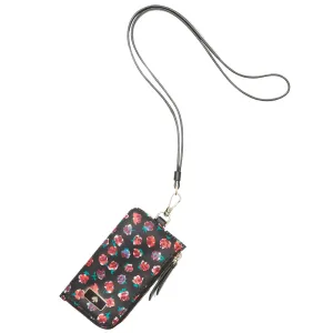 Kate Spade Dawn Bold Roses Mini Card Case Lanyard in Black Multi
