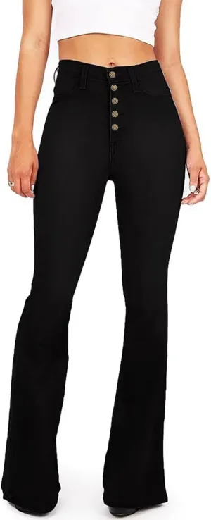 KDF Flare Jeans for Women Women's Bootcut Bell Bottom Jeans High Waisted Stretch Slimming Bell Bottoms Jeans