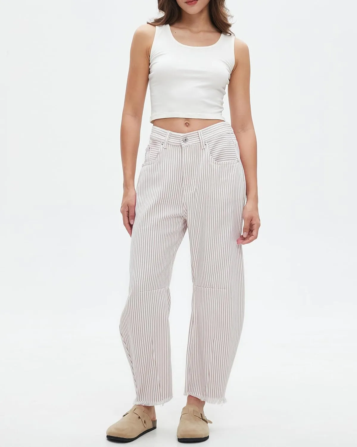 Kedera Women Stripe Barrel Jeans Casual Loose Denim Jeans Wide Leg Baggy Pants Mid Waist Boyfriend Jeans Y2k